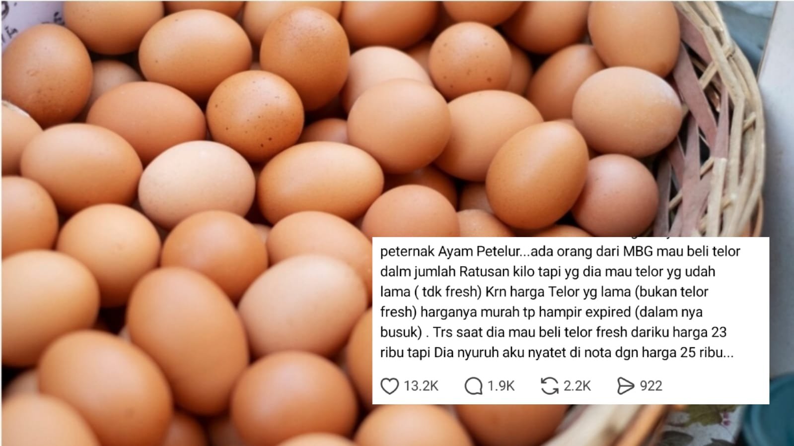 Ramai Curhatan Penjual Telur Ayam saat Diajak Kerja Sama dengan Dapur MBG, Ungkap Permintaan di Bawah Harga Pasar